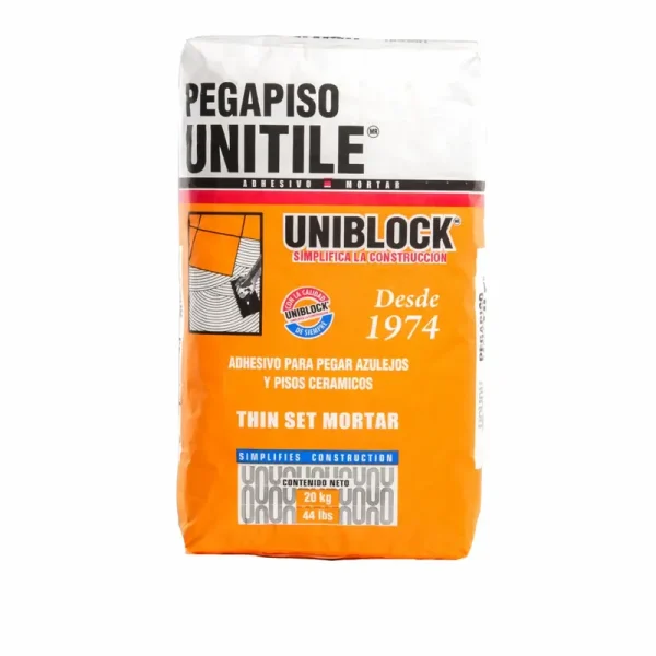 Adhesivo Uniblock Unitile 44 lb, pegamento para cerámica de piso