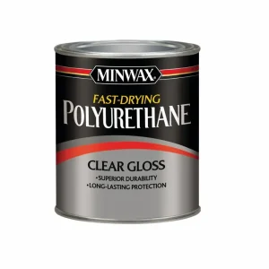 Barniz poliuretano Minwax claro brillante, uso interior, cuarto de galón