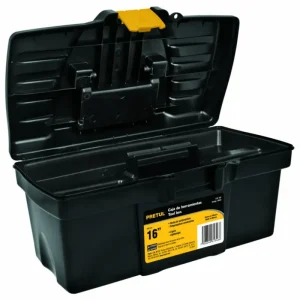 Caja para herramientas plástica negra Pretul 16 plg